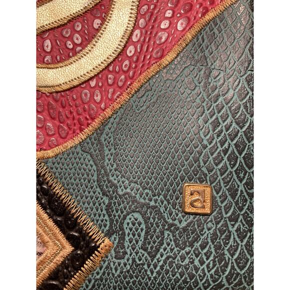 Vtg Womens Alentino Faux Leather Bag Purse Multicolor Patchwork Removable Strap - Picture 8 of 10